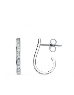18K PENDIENTES ORO BLANCO CIRCONITA 18X2 MM CIERRE PRESION