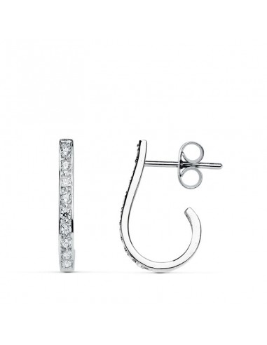 18K PENDIENTES ORO BLANCO CIRCONITA 18X2 MM CIERRE PRESION