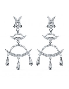 18K PENDIENTES ORO BLANCO CIRCONITA 48X23 MM CIERRE PRESION
