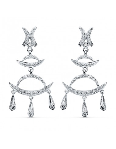 18K PENDIENTES ORO BLANCO CIRCONITA 48X23 MM CIERRE PRESION