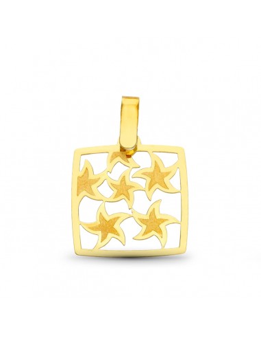 18K COLGANTE ORO AMARILLO LASER MATE Y BRILLO CUADRADO