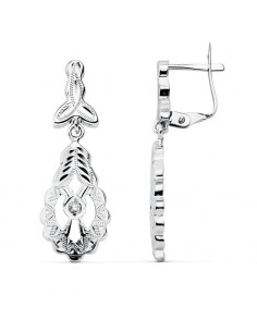 18K PENDIENTES CUBANAS ORO BLANCO 30X10 MM CIERRE PRESION