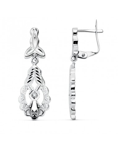 18K PENDIENTES CUBANAS ORO BLANCO 30X10 MM CIERRE PRESION