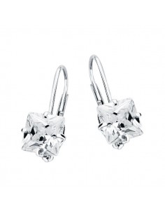 18K PENDIENTES ORO BLANCO PIEDRA CUADRADA 7 X 7 MM.