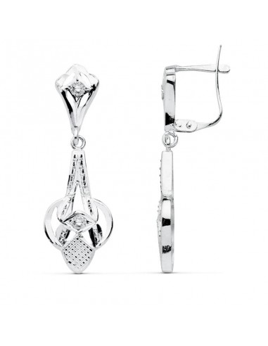 18K PENDIENTES CUBANAS ORO BLANCO 32X10 MM CIERRE CATALAN