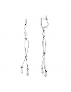 18K PENDIENTES LARGOS ORO BLANCO CON CIRCONITA 60X7 MM CIERRE CATALAN