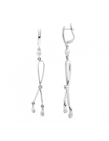 18K PENDIENTES LARGOS ORO BLANCO CON CIRCONITA 60X7 MM CIERRE CATALAN