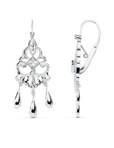 18K PENDIENTES ORO BLANCO CUBANAS 45X16 MM CIERRE GANCHO
