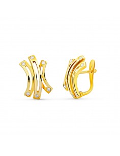 18K PENDIENTES BANDAS CIRCONITA 16X11 MM CIERRE CATALAN