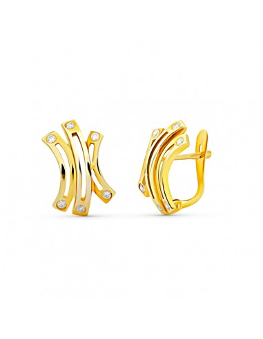 18K PENDIENTES BANDAS CIRCONITA 16X11 MM CIERRE CATALAN