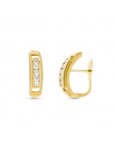 18K PENDIENTES ORO AMARILLO CIRCONITA 16X4 MM CIERRE CATALAN