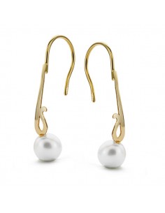 18K PENDIENTES LARGOS PERLA. 25 X 6MM.