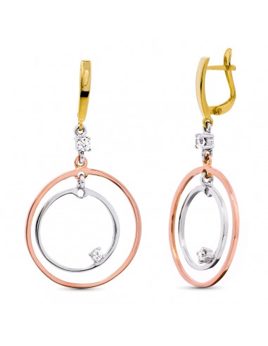 18K PENDIENTES AROS TRICOLOR CIRCONITA CATALAN 45X24 MM