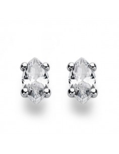 18K PENDIENTES CIRCONITAS ORO BLANCO 12 X 6 MM.