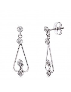18K PENDIENTES ORO BLANCO CIRCONITA 25X8 MM CIERRE PRESION