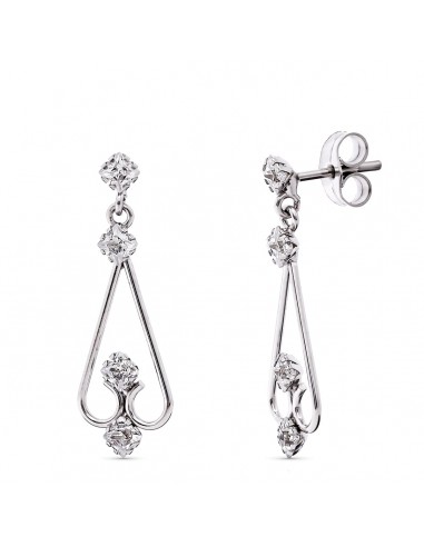 18K PENDIENTES ORO BLANCO CIRCONITA 25X8 MM CIERRE PRESION
