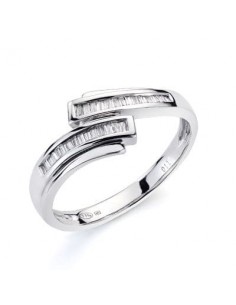 18K SORTIJA ORO BLANCO 30 DIAMANTES NATURALES TALLA BAGUETTE 0.116  QTS. ANCHO: 7MM