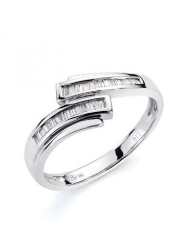 18K SORTIJA ORO BLANCO 30 DIAMANTES NATURALES TALLA BAGUETTE 0.116  QTS. ANCHO: 7MM