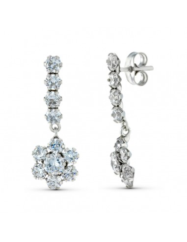 18K PENDIENTES ORO BLANCO DOS CUERPOS CON CIRCONITA 25X9 MM. CIERRE PRESION