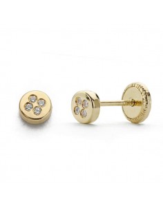 18K PENDIENTES ORO AMARILLO CIRCONITA 4 MM CIERRE TUERCA