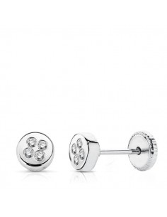 18K PENDIENTES ORO BLANCO CIRCONITA 4 MM TUERCA