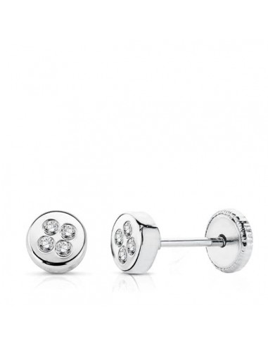 18K PENDIENTES ORO BLANCO CIRCONITA 4 MM TUERCA
