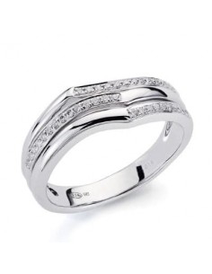 18K SORTIJA ORO BLANCO 38 DIAMANTES NATURALES TALLA BRILLANTE 0.130 QTS. ANCHO: 7MM
