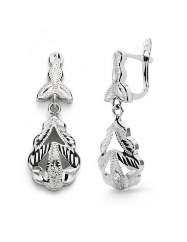 18K PENDIENTES ORO BLANCO CUBANAS 26X10 MM CIERRE CATALAN