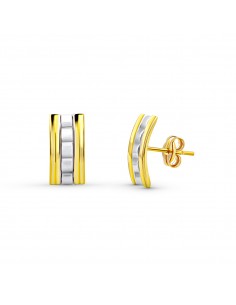 18K PENDIENTES ORO BICOLOR PRESION