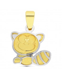 18K COLGANTE ORO BICOLOR MAPACHE. 11X10 MM
