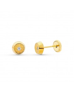 18K PENDIENTES ORO AMARILLO REDONDOS 5 MM.CIERRE TUERCA