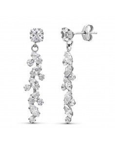 18K PENDIENTES ORO BLANCO CIRCONITA 30X5 MM CIERRE PRESION