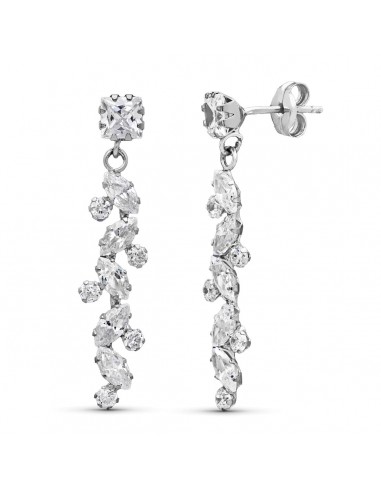 18K PENDIENTES ORO BLANCO CIRCONITA 30X5 MM CIERRE PRESION