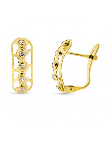 18K PENDIENTES ORO AMARILLO CALADOS 14X6 MM CIERRE CATALAN