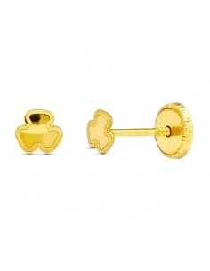 18K PENDIENTES ORO AMARILLO TREBOL. 3.5 MM CIERRE TUERCA