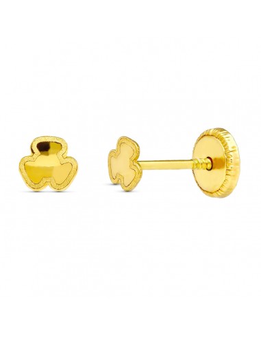 18K PENDIENTES ORO AMARILLO TREBOL. 3.5 MM CIERRE TUERCA