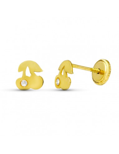 18K PENDIENTES ORO AMARILLO CEREZAS. 5X5 MM CIERRE TUERCA