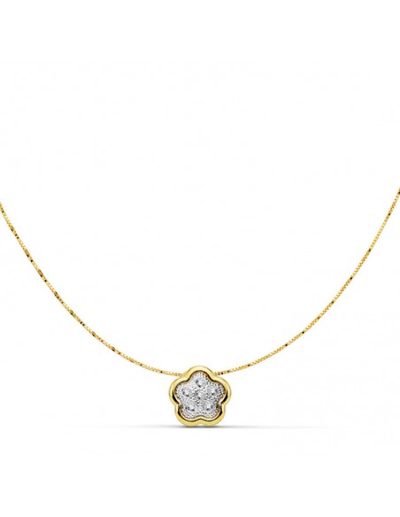 18K COLGANTE FLOR 8 X 8 MM. CADENA 42CM.