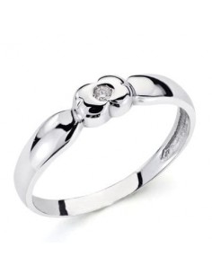 18K SOLITARIO ORO BLANCO DIAMANTE NATURAL  0.040 QTS. ANCHO: 4MM
