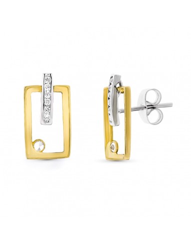 18K PENDIENTES ORO BICOLOR CIRCONITA PRESION