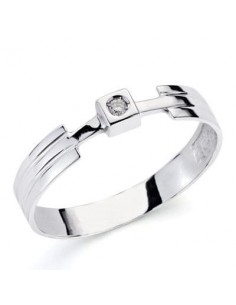 18K SOLITARIO ORO BLANCO DIAMANTE NATURAL  0.040 QTS. ANCHO: 4 MM