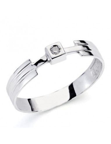 18K SOLITARIO ORO BLANCO DIAMANTE NATURAL  0.040 QTS. ANCHO: 4 MM