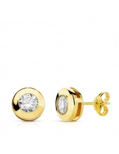 18K PENDIENTES ORO AMARILLO CHATÓN 7 MM CIRCONITA