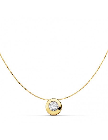 18K COLGANTE CHATÓN 7 MM. CADENA 42 CM.