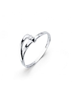18K SORTIJA ORO BLANCO DIAMANTE NATURAL  TALLA BRILLANTE. 0.018  QTS. ANCHO: 5MM