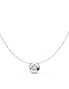 18K GARGANTILA COLLAR CHATÓN ORO BLANCO 7 MM CADENA 42 CM