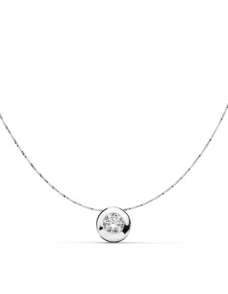 18K GARGANTILA COLLAR CHATÓN ORO BLANCO 7 MM CADENA 42 CM