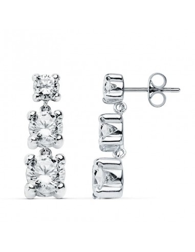 18K PENDIENTES ORO BLANCO CIRCONITA 22X7 MM CIERRE PRESION