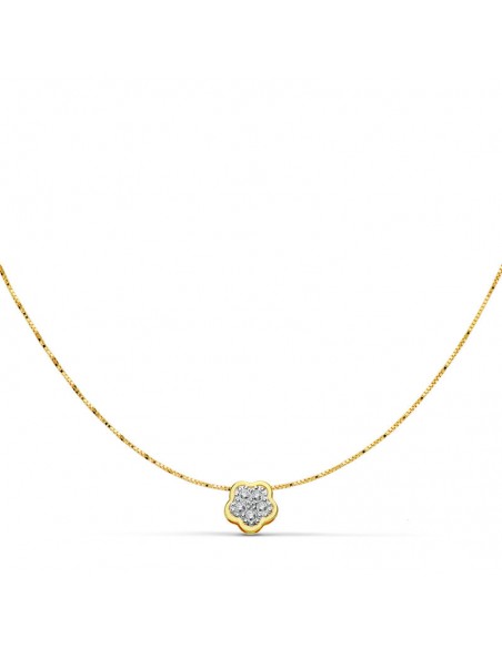 18K COLGANTE FLOR 5 X 5 MM. CADENA 42CM.