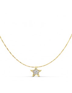 18K GARGANTILLA ESTRELLA 6 X 6 MM CADENA 42 CM